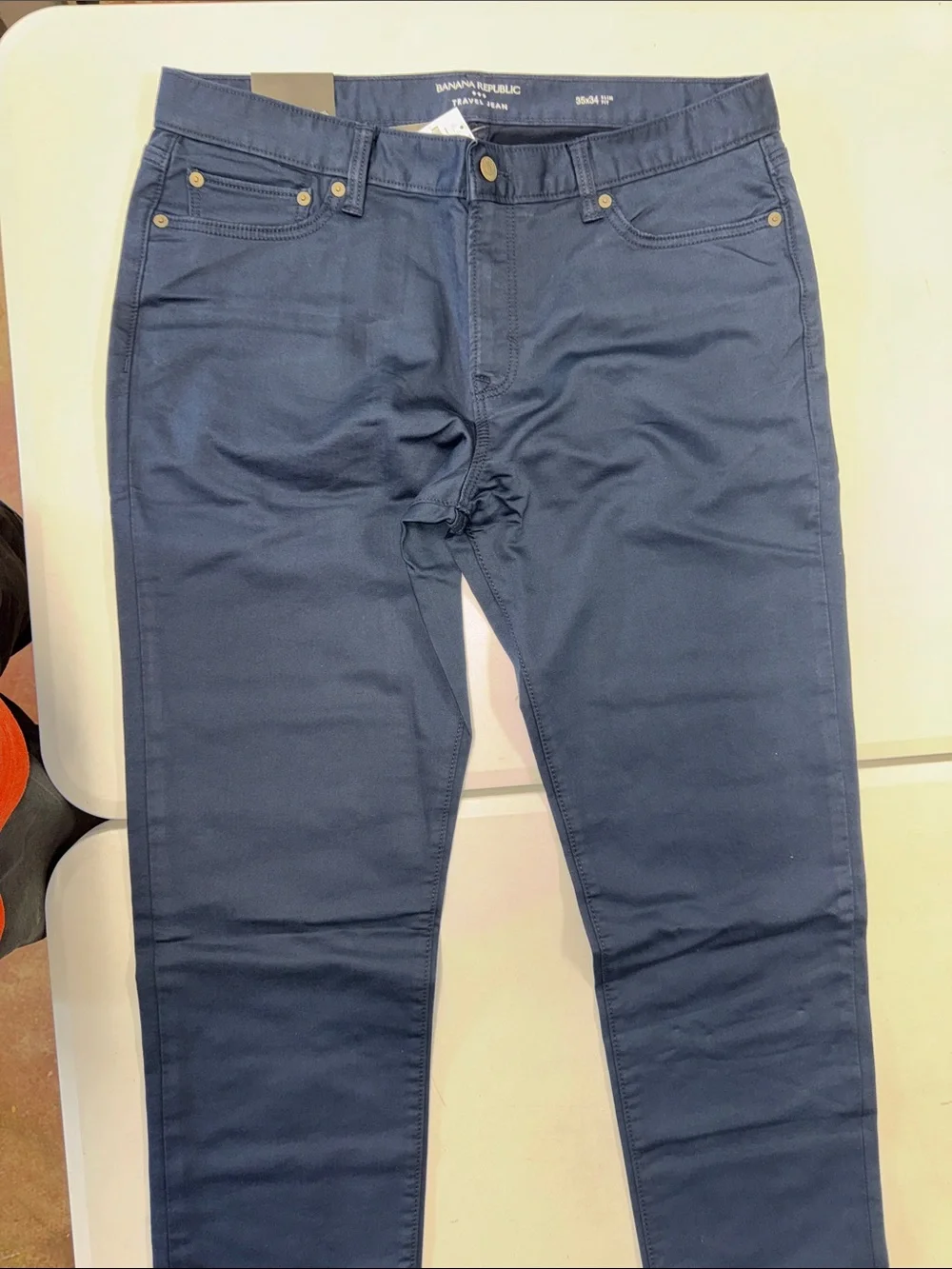 Banana Republic Men's Slim Travel Jeans in Navy Blue